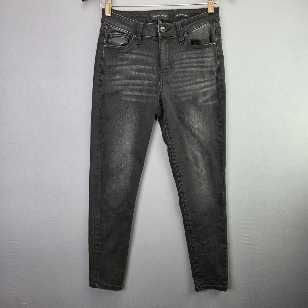 Kendall + Kylie Skinny Jeans Ultra Baller 3/26 Black Washed Stretch Denim Denim